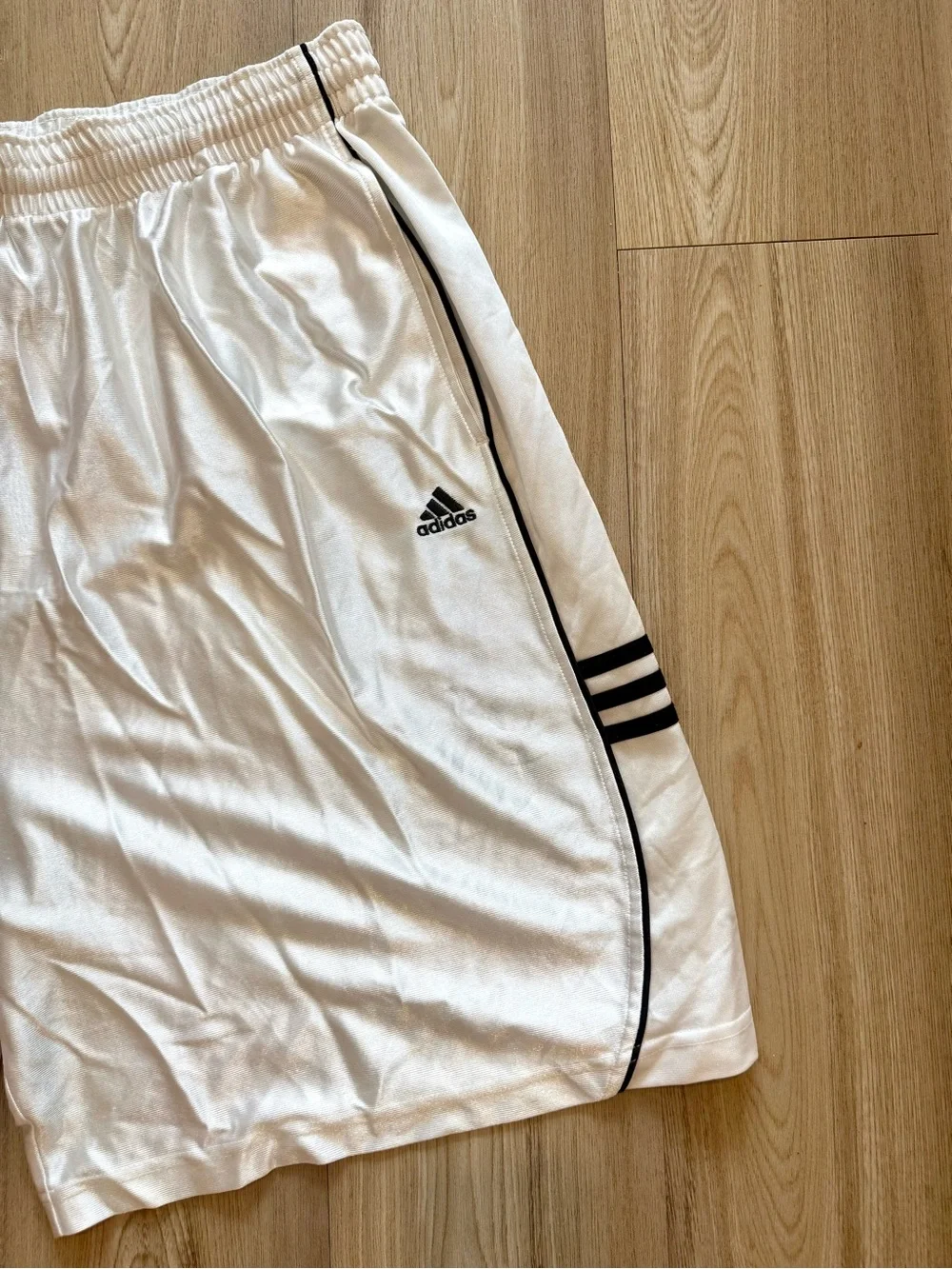 adidas White Men’s Athletic Shorts with Black Accents